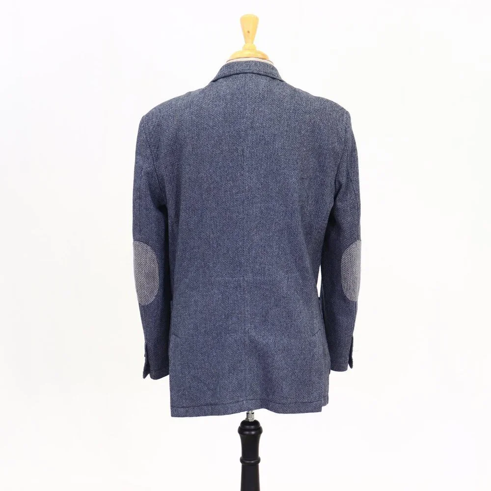 Joseph Abboud Elbow Patch 42L Blue 2-Button Sport Coat Blazer Jacket P049